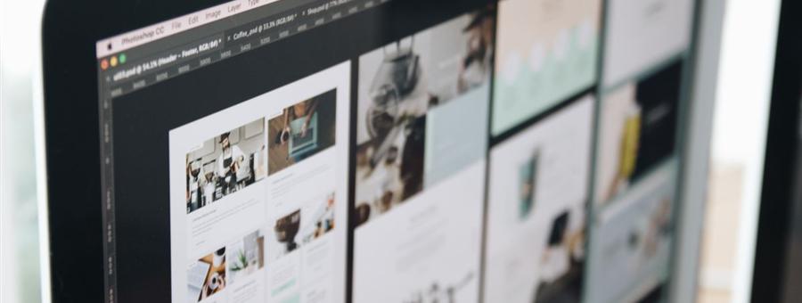 Website design mockup on screen